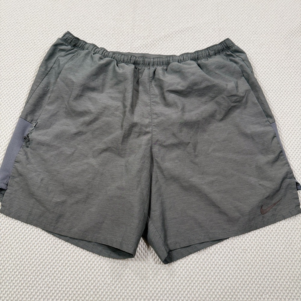 Nike Dri-FIT Mens L Gray Running Shorts Lined Zip Pocket Lightweight Athletic